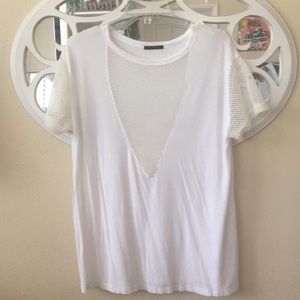 LF the brand white top with fishnet details